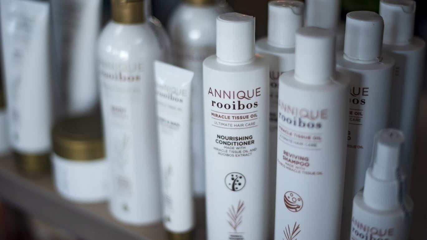 Annique Rooibos skincare on the salon shelf